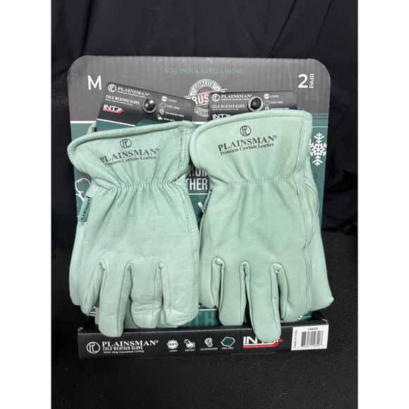 NWT 2 Pack of Plainsman Cowhide Leather Insulated Cold Weather Gloves - Medium - Picture 1 of 2